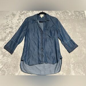 Cloth & Stone Chambray Denim Button Down Shirt Women’s Small Blue